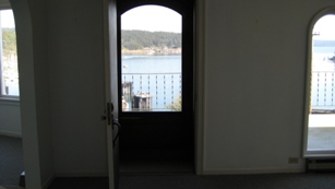 Looking North out toward deck from living room